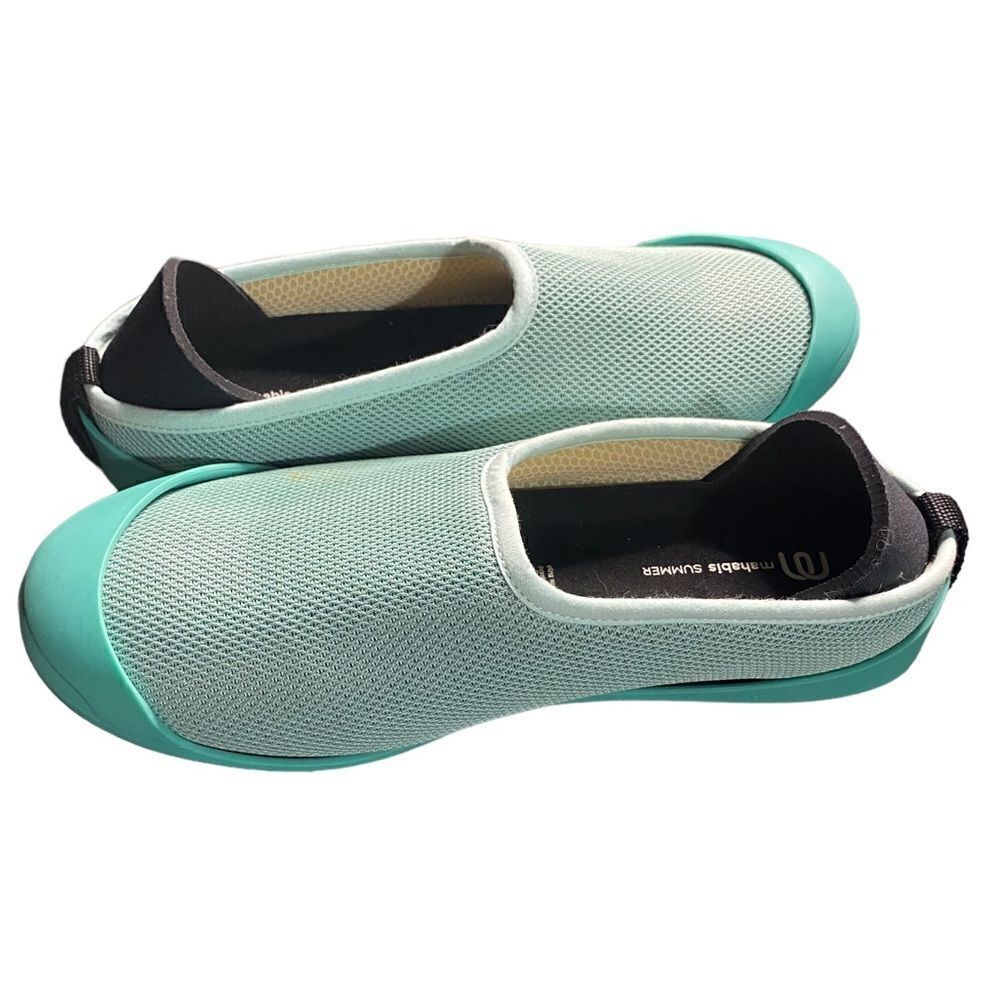 Mahabis Summer Sz US 7.5 Turquoise Removable Insole Slip On Flats Mesh Shoes